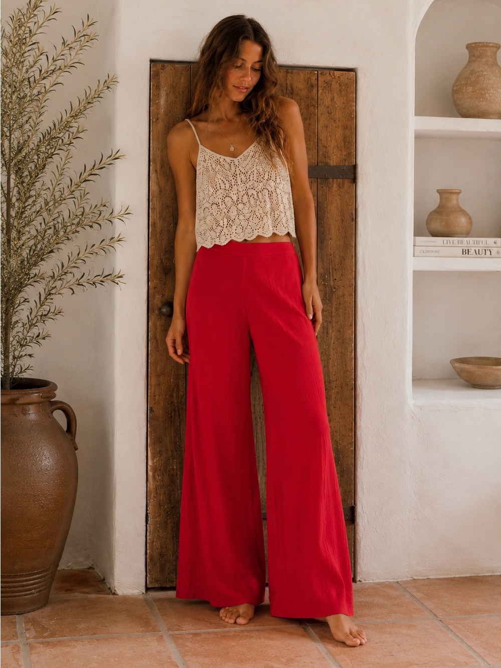 Free People| Pull On Wide Leg Linen Pants